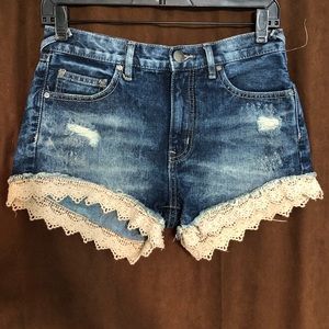 NWOT Free People Denim Crochet Trim Shorts